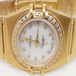 Omega Constellation Copy Yellow Gold Case Ladies Quartz Watch