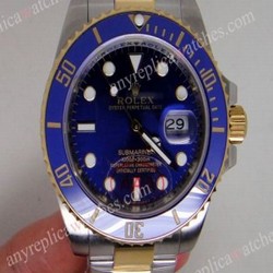Ceramic Bezel Rolex Submariner Two Tone Blue Face Watch