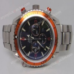 Replica Omega Planet Ocean Seamaster Watch  Orange Bezel SS Chronograph Dial