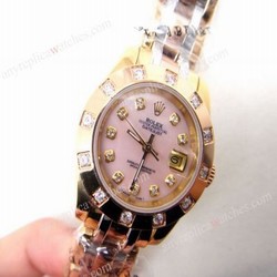 Clone Rolex Datejust Masterpiece 3-Tone Pink MOP Ladys Watch