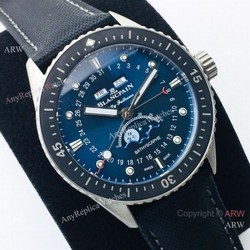 2020 AAA Swiss Replica Blancpain Bathyscaphe Moonphase Watch Ss Blue Dial