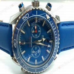 Omega Watches Replica Buy Online  Omega Seamaster Blue Chronograph Dial Blue Leather Strap
