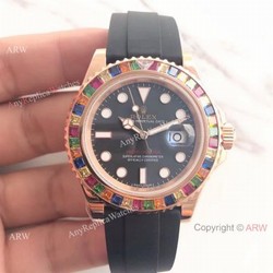 High Quality Rolex YachtMaster Rose Gold Replica Watch Multicolor Gem