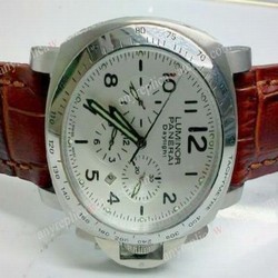 Panerai Daylight White Face Brown Leather band Replica Watch