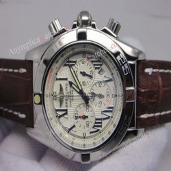 Breitling Chronomat B01 44mm White w/ Brown Leather Band