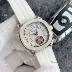 Copy Replica Patek Philippe Tourbillon Women Watch SS MOP Dial