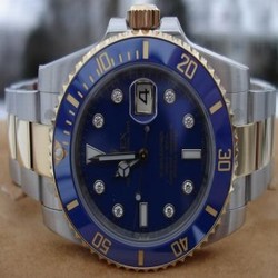 NEW UPGRADED Rolex Submariner Watch 2-Tone Blue Diamond  Ceramic Bezel