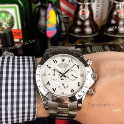 Copy Rolex Cosmograph Daytona 43mm Watch Stainless steel Arabic Scripts Dial