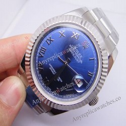 Replica Rolex Datejust II Blue Roman Dial Fluted Bezel Watch