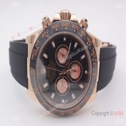 Rose Gold Rolex Daytona Rubber Strap Replica Watch Rolex 116515LN