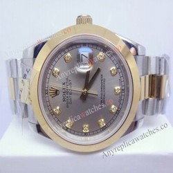 Rolex Datejust II Replica Watch 41mm  2-Tone Silver Face Round Bezel