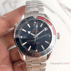 Swiss Replica Omega Seamaster Planet Ocean 600m Diver Men Watch Dark Blue  Red Bezel