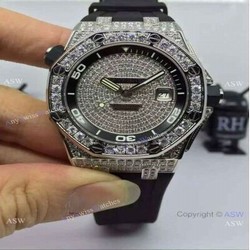 Replica Swiss Audemars Piguet Watch Diamond Dial case Leather Watch Strap
