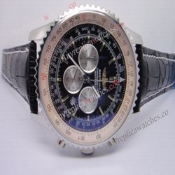 Breitling Navitimer 01 Black Chronograph Black Leather Replica Watch