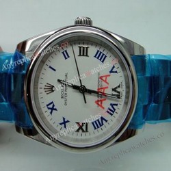 Replica Rolex Oyster Perpetual Explorer White Blue Roman Face Watch