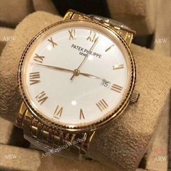 Best Replica Patek Philippe calatrava Men Watch  All Gold White Dial