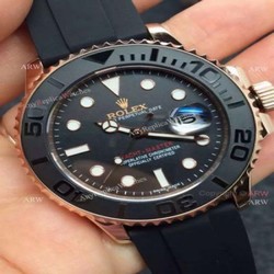 New Yachtmaster Replica Rolex Watch 116655 Rose Gold rubber watch  Hot Sale