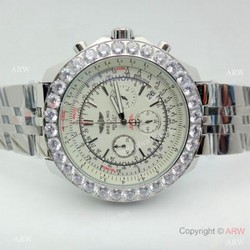 Replica Breitling For Bentley Motors Watches With Diamond Bezel  Cream Chronograph Dial Watch
