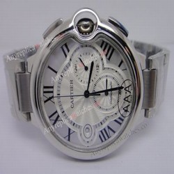 Ballon Bleu de Cartier Replica Watch SS Chronograph White Face 45mm