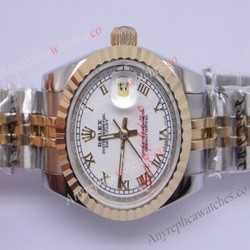 Replica Rolex Datejust 2-Tone Jubilee White Dial Sapphire glass For Womens Watch