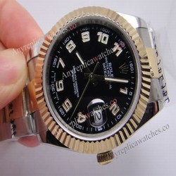 Swiss Quality Replica Rolex Datejust 41 Black Watch Two Tone Arabic Markers