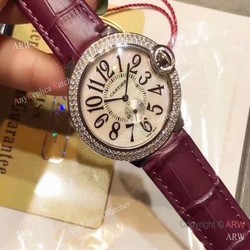 Womens Fake Cartier Watch Ballon Bleu Diamond Bezel 36mm