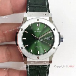 Replica Swiss Hublot Classic Fusion Titanium Watch Green Dial