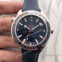 New Version Swiss Omege Seamaster 600m GMT Blue Rubber SS Watch