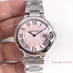 AAA Replica Ballon Bleu Cartier Quartz Watch Stainless Steel Pink Dial