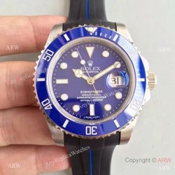 New Upgraded Copy Submariner Blue Dial Rubber B Bracelet / Rolex Rubber Strap Watch