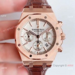 BF Swiss Royal Oak Audemars Piguet Replica Watch Rose Gold Brown Leather Band 41mm