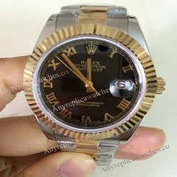 Rolex 2-Tone Datejust II Replica Watch Black Dial Roman Markers