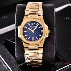 Copy Patek Philippe Nautilus Womens Yellow Gold and Blue  Swiss Quality