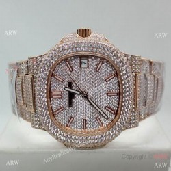 Highest Quality Patek Philippe 5719 Nautilus Jumbo Watch Rose Gold Full Diamond