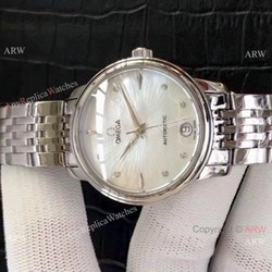Replica Omega Women Watches Stainless Steel White Mother of Pearl Dial