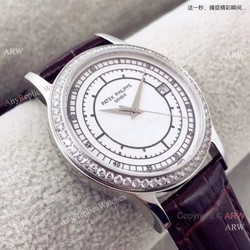 Copy Patek Philippe Calatrava SS Diamond bezel Watches  Swiss Quartz