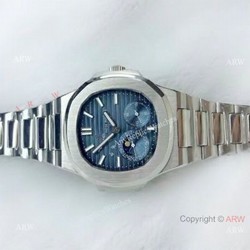 Fake Patek Philippe Nautilus Moon phase Watch  SS Blue Face