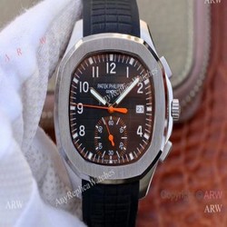 Swiss Replica Patek Philippe 5968A Aquanaut Watch SS Black Chronograph Dial