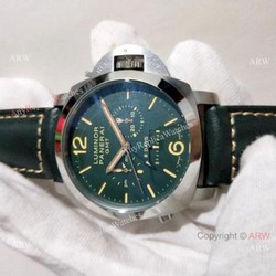 Replica Panerai Luminor Green Dial Green Leather Strap Watch Men