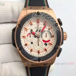 Swiss 7750 Replica Hublot F1 King Power Men Watch  Rose Gold White Dial