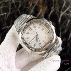 High Replica Patek Philippe Nautilus White Face Stainless Steel Tattoo Watches