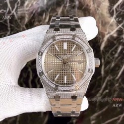 Fake Audemars Piguet Royal Oak Diamond Watches Stainless Steel Champagne Face