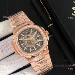 Newest Replica Patek Philippe Nautilus Watches Rose Gold Hollow