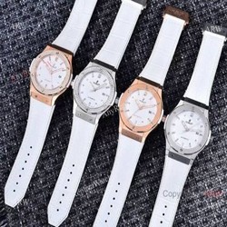 2019 Replica Hublot Classic Fusion Watches SS White Gummy Strap