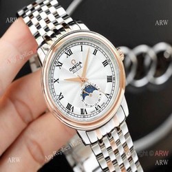 High Quality Omega De Ville Fake 2-Tone Rose Gold Moon Phase