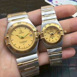 Copy Omega Constellation Two Tone Quartz Movement  Omega Couple Watch