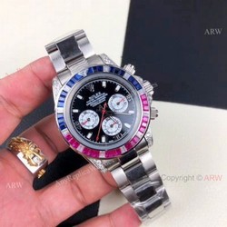 Rolex Daytona Rainbow Replica Watch Black Face  Automatic Movement