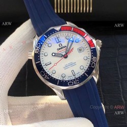 Omega Commanders 007 Copy Watch SS Blue Rubber Band