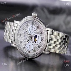 Fake Patek Philippe Complications SS Diamond dial Watch Swiss 9100