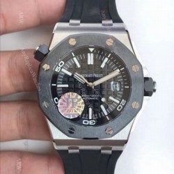 JF Swiss Replica Audemars Piguet Divers SS Black Bezel Watch  3120 Movement